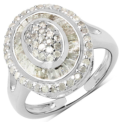 Bids.com 1.08 Carat Genuine White Diamond .925 Sterling Silver Ring Rings White Smoke size 8.00,size 6.00,size 7.00,size 9.00