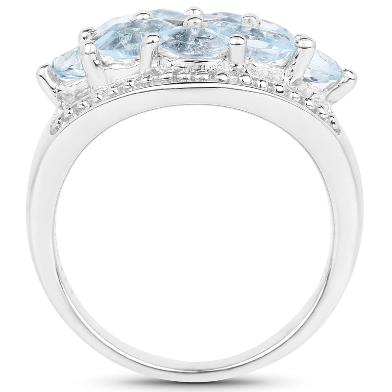Bids.com 2.50 Carat Genuine  Blue Topaz .925 Sterling Silver Ring Rings White Smoke size 6.00,size 7.00,size 8.00,size 5.00,size 9.00