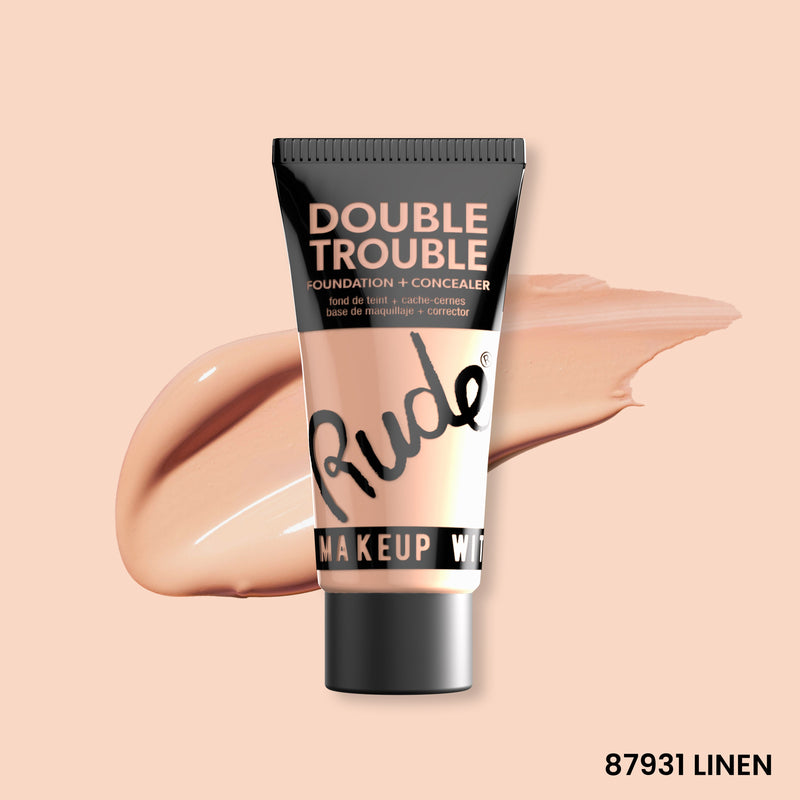 Rude Cosmetics Double Trouble Foundation and Concealer Foundation Peach Puff Linen 08