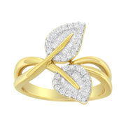 Bids.com 10K Yellow Gold 3/8 Cttw Round and Baguette-Cut Diamond Leaf Cocktail Ring - Size 7 (I-J Color, I1-I2 Clarity) Rings White Smoke 9 / Yellow.Gold,8 / Yellow.Gold,6 / Yellow.Gold,7 / Yellow.Gold