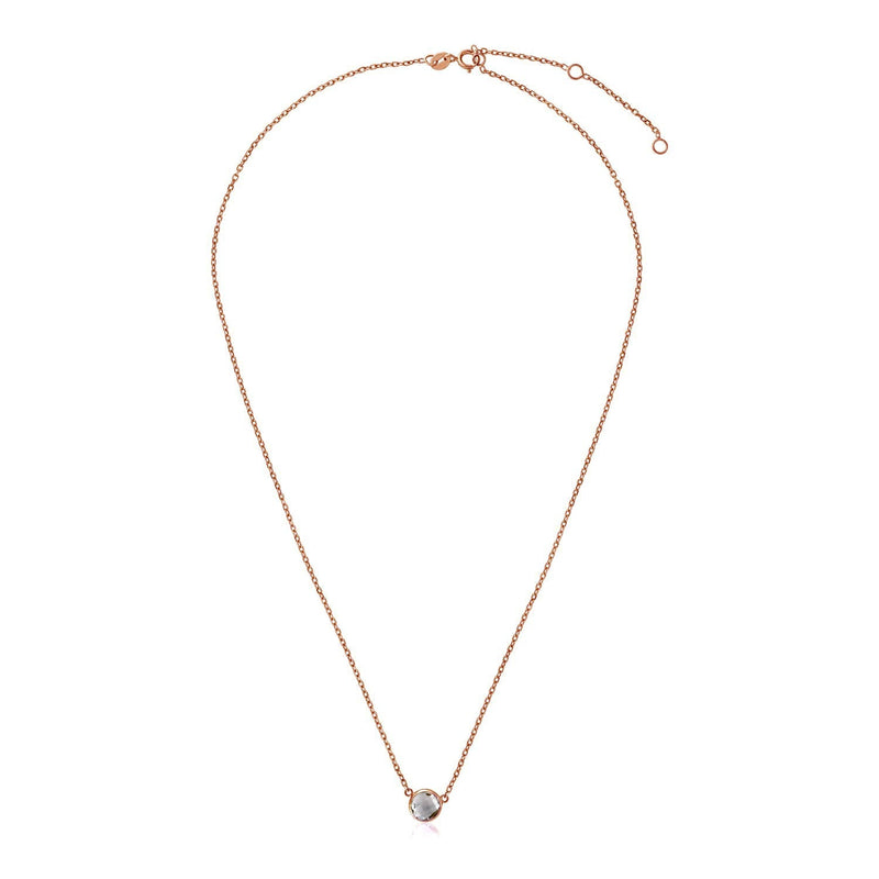 Bids.com 14k Rose Gold 17 inch Necklace with Round White Topaz Necklaces White Smoke 17 / Rose Gold