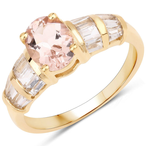 Bids.com 1.88 Carat Genuine Morganite and White Topaz .925 Sterling Silver Ring Rings White Smoke size 5.00,size 6.00,size 6.50,size 7.00,size 8.00,size 9.00