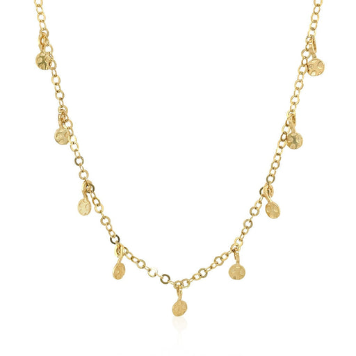 Bids.com Choker Necklace with Hammered Beads in 14k Yellow Gold Necklaces White Smoke 16 / Yellow Gold
