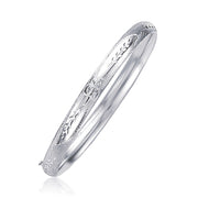 Bids.com Classic Floral Carved Bangle in 14k White Gold (5.0mm) Bracelets White Smoke 7 / White Gold,8 / White Gold