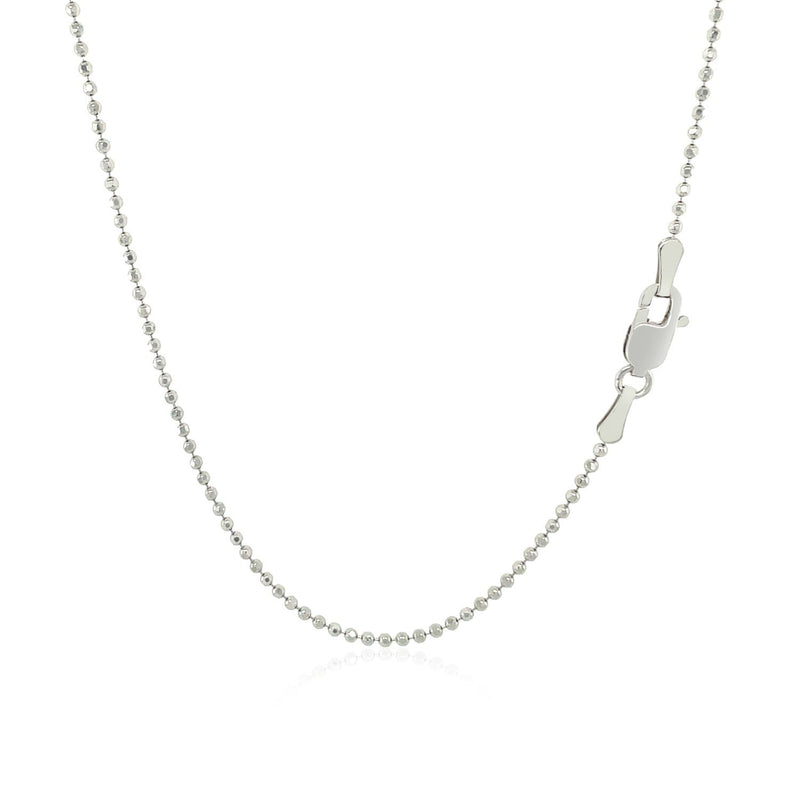 Bids.com 14k White Gold Diamond-Cut Bead Chain 1.2mm Necklaces White Smoke 16 / White Gold,18 / White Gold,20 / White Gold