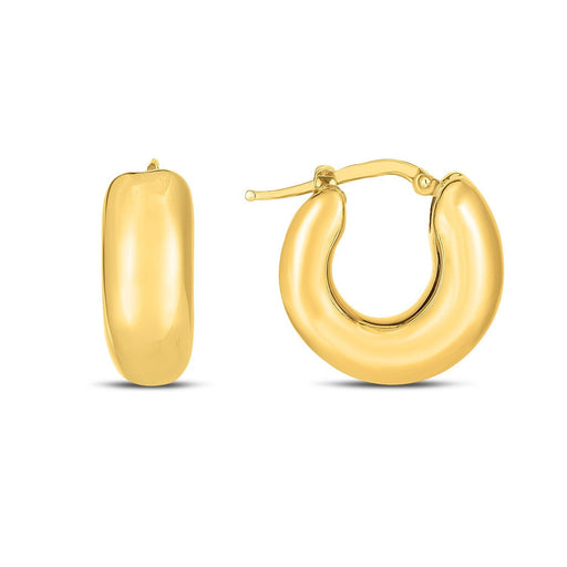 Bids.com 14k Yellow Gold Small Puffy Hoops Earrings White Smoke Yellow Gold