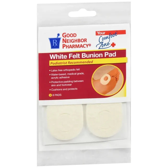 Good Neighbor Pharmacy Good Neighbor Pharmacy White Felt Bunion Pads 3 Packs of 8 Foot Care Light Gray