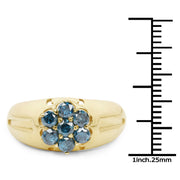 Bids.com 14K Yellow Gold Plated 0.98 Carat Genuine Blue Diamond .925 Sterling Silver Ring Rings White Smoke size 8.00,size 9.50,size 9.00,size 6.00,size 7.00