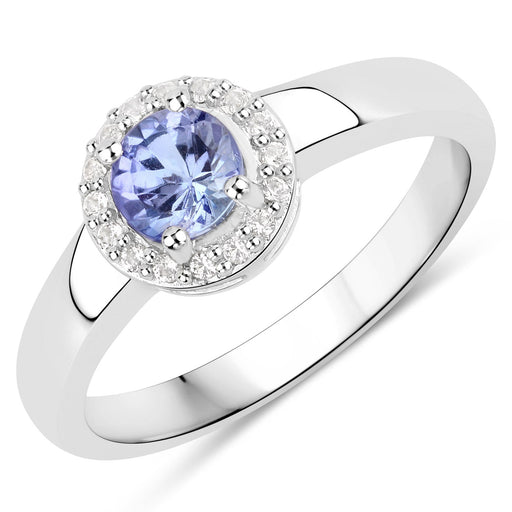 Bids.com 0.55 Carat Genuine Tanzanite and White Topaz .925 Sterling Silver Ring Rings White Smoke size 5.00,size 6.00,size 7.00,size 8.00,size 9.00