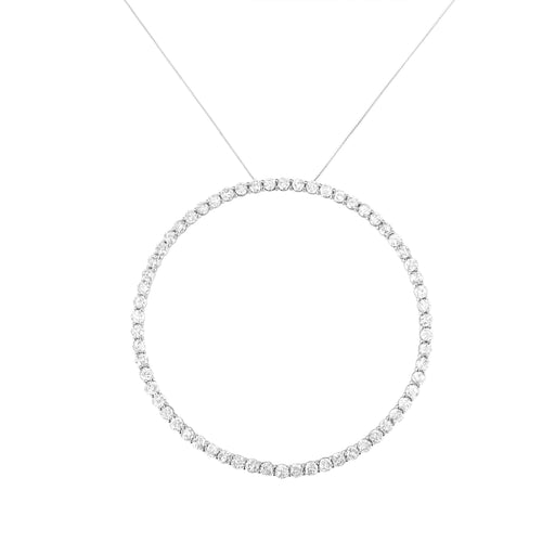 Bids.com .925 Sterling Silver 5.0 Cttw Prong Set Round-cut Diamond Open Circle Hoop 18" Pendant Necklace (I-J Color, I2-I3 Clarity) Necklaces White Smoke White.Sterling Silver / 18
