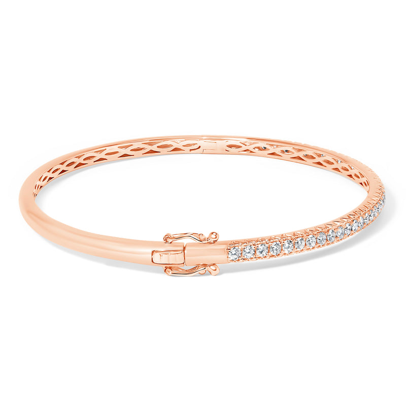 Bids.com 14K Rose Gold 1.00 Cttw Half Eternity Diamond Bangle Bracelet (G-H Color, SI2-I1 Clarity) - 7" Inches Bracelets White Smoke Rose.Gold / 7,White.Gold / 7,Yellow.Gold / 7