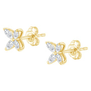 Bids.com 14K White Gold 1/2 Cttw Marquise Diamond 8 Stone Floral Leaf Stud Earrings (H-I Color, SI1-SI2 Clarity) Earrings White Smoke White.Gold / 0.5,Yellow.Gold / 0.5,Yellow.Gold / 0.75