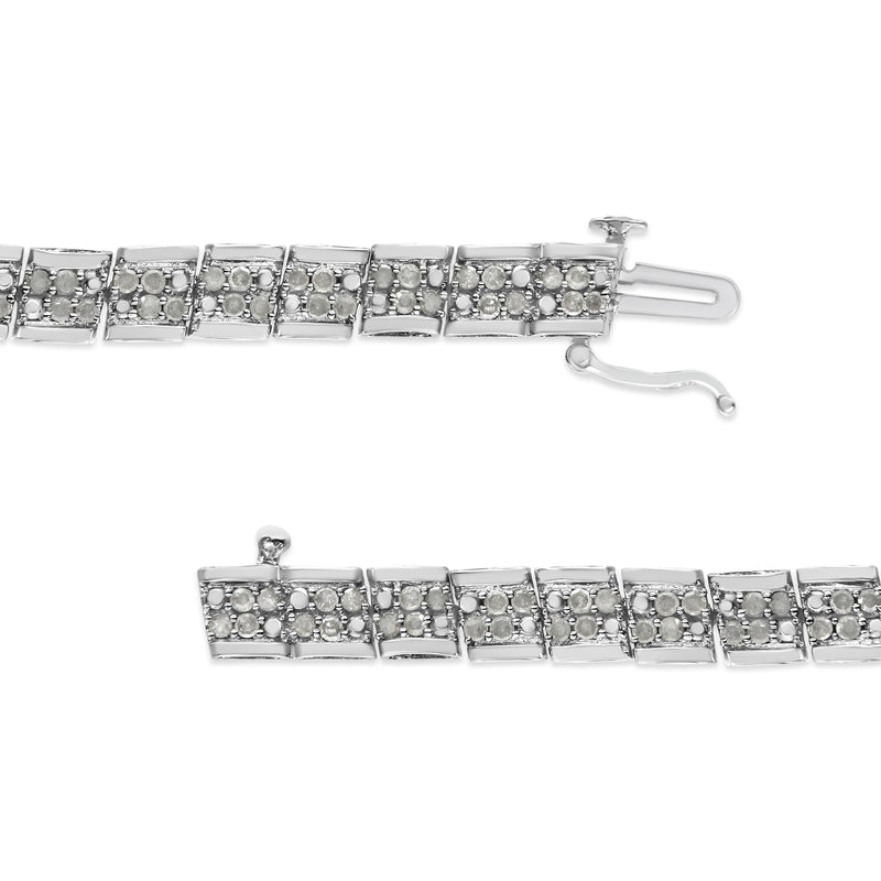 Bids.com .925 Sterling Silver 2.0 Cttw Diamond 7" Round Miracle Plate Link Bracelet (I-J Color, I2-I3 Clarity) Bracelets White Smoke White.Sterling Silver / 7