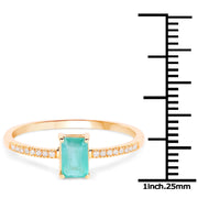 Bids.com 0.59 Carat Genuine Zambian Emerald and White Diamond 14K Yellow Gold Ring Rings White Smoke size 6.00,size 7.00,size 8.00,size 5.00,size 9.00
