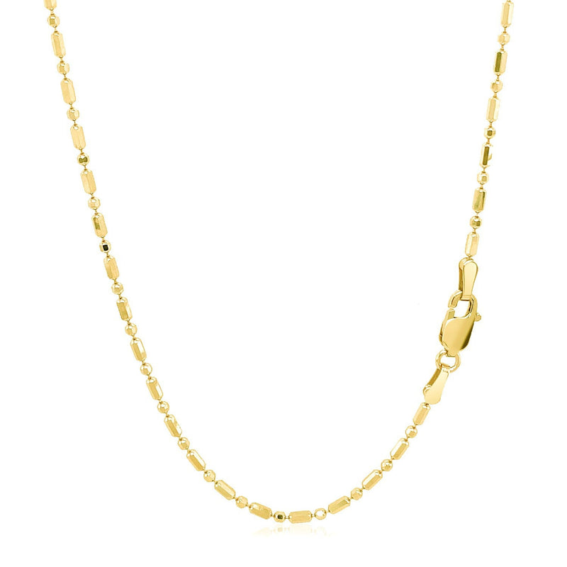 Bids.com 14k Yellow Gold Diamond-Cut Alternating Bead Chain 1.5mm Necklaces White Smoke 16 / Yellow Gold,18 / Yellow Gold,20 / Yellow Gold