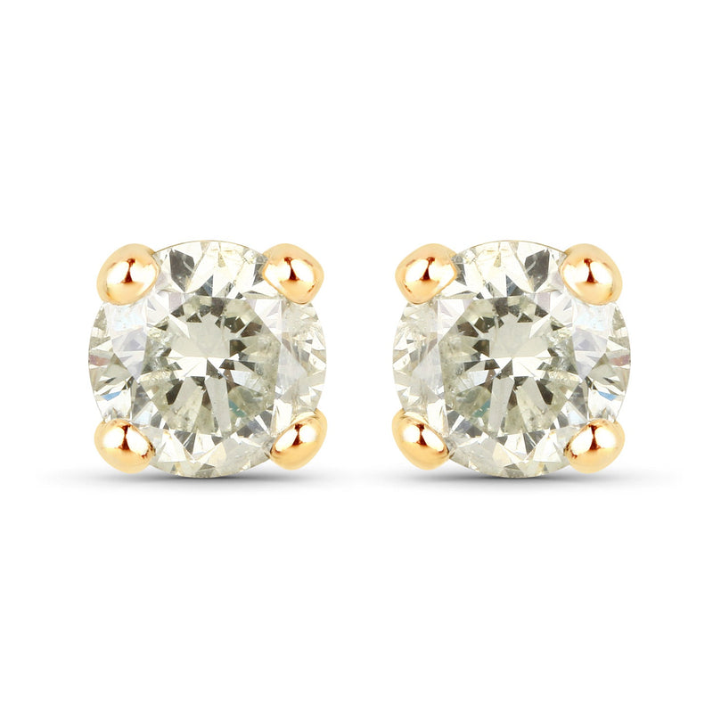 Bids.com 0.86 Carat Genuine LB Diamond 14K Yellow Gold Earrings Earrings White Smoke