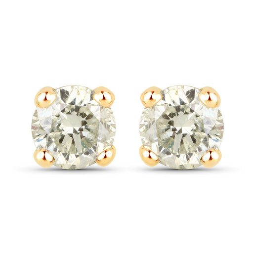 Bids.com 0.86 Carat Genuine LB Diamond 14K Yellow Gold Earrings Earrings White Smoke