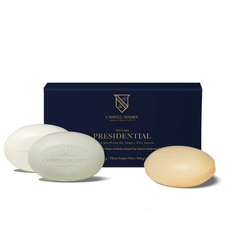 Caswell Massey Caswell-Massey Bath Soap Box of Three 5.8 oz Each Bar Collection Bar Soap White Smoke Presidential