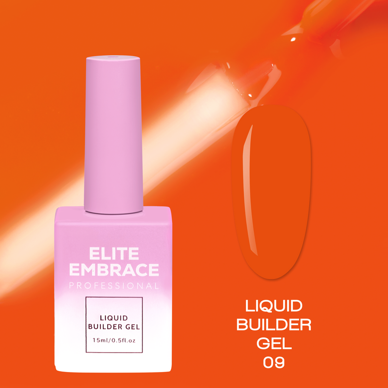 nbmsupply ELITE EMBRACE Professional Liquid Builder Gel 09 15ml ELBG0915 Orange Red