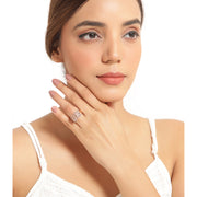 Bids.com 14K Rose Gold Plated 3.30 Carat Genuine Morganite .925 Sterling Silver Ring Rings White Smoke size 7.00,size 6.00,size 8.00,size 9.00,size 5.00