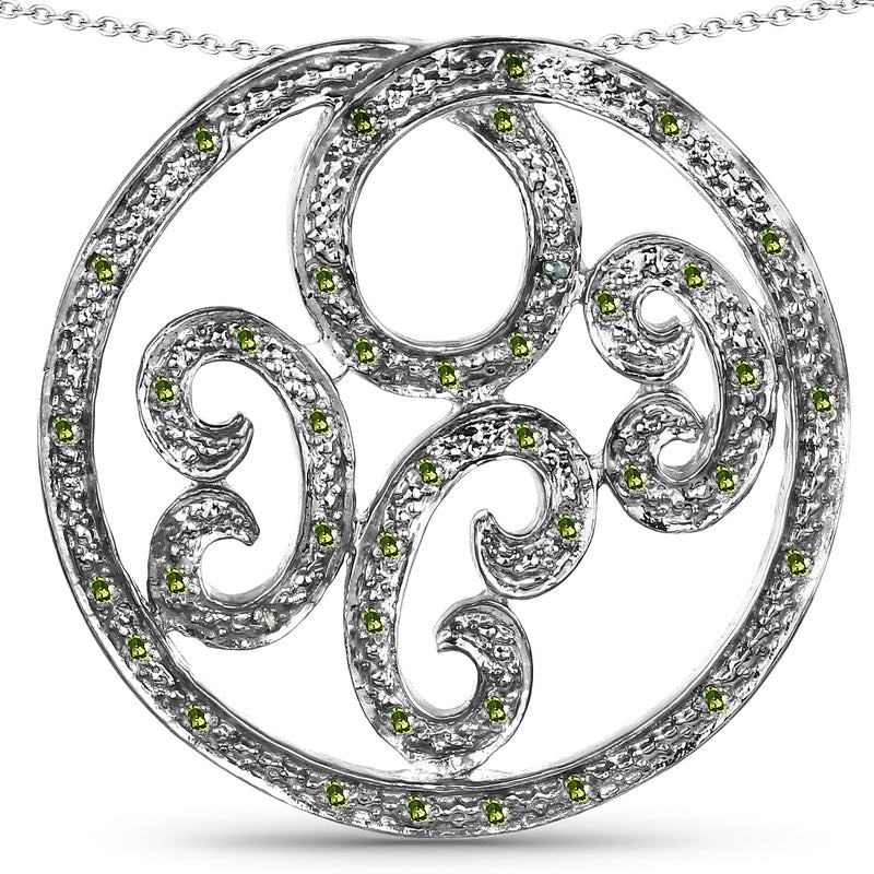 Bids.com 0.22 Carat Genuine Green Diamond .925 Sterling Silver Pendant Pendants White Smoke