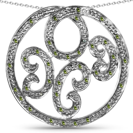 Bids.com 0.22 Carat Genuine Green Diamond .925 Sterling Silver Pendant Pendants White Smoke