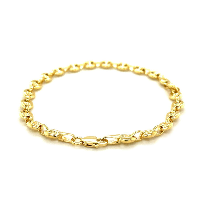 Bids.com 4.7mm 14k Yellow Gold Puffed Mariner Anklet Accessories White Smoke 10 / Yellow Gold