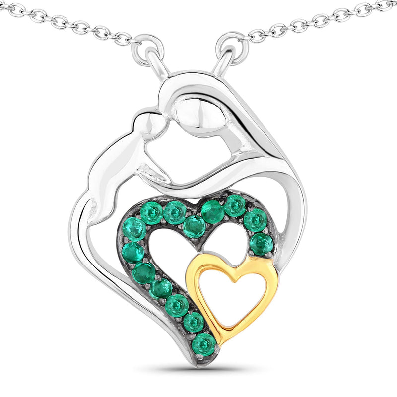 Bids.com 0.24 Carat Genuine Emerald .925 Sterling Silver Pendant Pendants White Smoke size 18.00