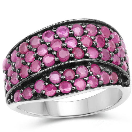 Bids.com 2.33 Carat Genuine Ruby .925 Sterling Silver Ring Rings White Smoke size 8.00,size 6.00,size 7.00,size 9.00,size 5.00