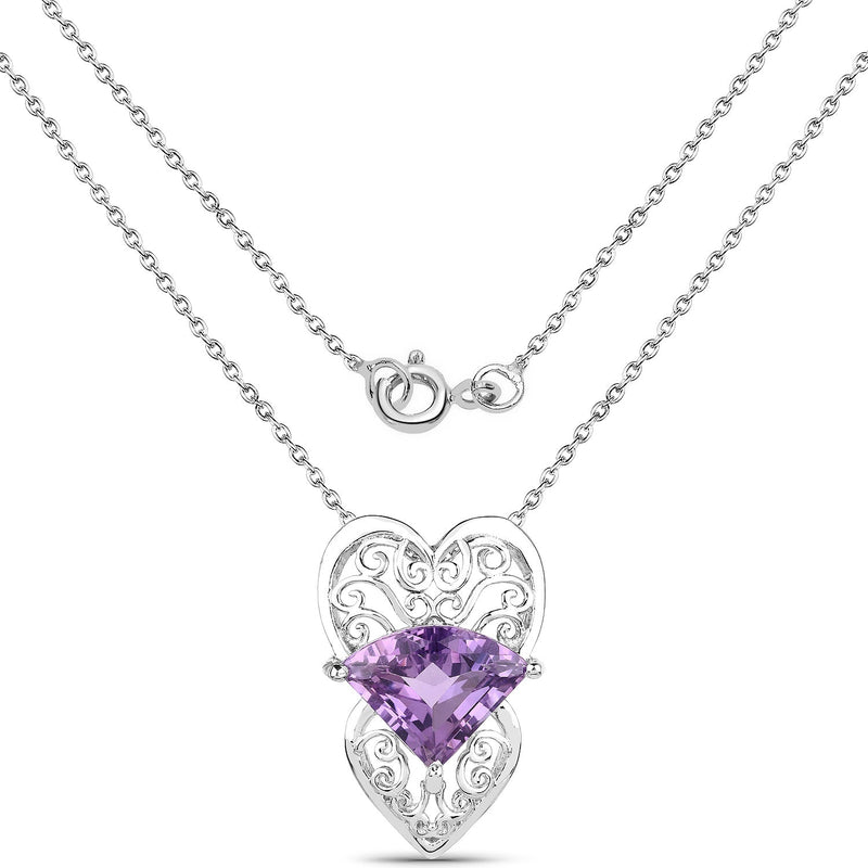 Bids.com 5.80 Carat Genuine Amethyst .925 Sterling Silver Pendant Pendants White Smoke