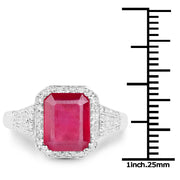 Bids.com 4.55 Carat Glass Filled Ruby and White Topaz .925 Sterling Silver Ring Rings White Smoke size 7.00,size 8.00,size 5.00,size 6.00,size 9.00