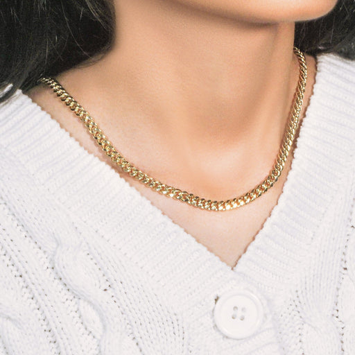 Bids.com 10k Yellow Gold Semi Solid Miami Cuban Chain (5.00 mm) Necklaces Lavender 18 / Yellow Gold,22 / Yellow Gold,24 / Yellow Gold