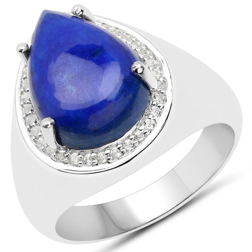 Bids.com 5.52 Carat Genuine Lapis and White Zircon .925 Sterling Silver Ring Rings White Smoke size 7.00,size 6.00,size 8.00