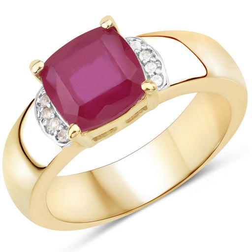 Bids.com 3.44 Carat Glass Filled Ruby and White Topaz .925 Sterling Silver Ring Rings White Smoke size 7.00,size 5.00,size 6.00,size 8.00,size 9.00