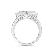 Bids.com .925 Sterling Silver 1/3 Cttw Invisible Set Princess-Cut Diamond Rhombus and Beaded Halo Ring (H-I Color, SI1-SI2 Clarity) - Ring Size 7 Rings White Smoke 7 / Sterling Silver,7 / White.Sterling Silver,6 / White.Sterling Silver,8 / White.Sterling Silver