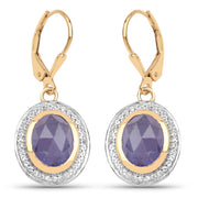 Bids.com 14K Yellow Gold Plated 7.42 Carat Genuine Tanzanite and White Topaz .925 Sterling Silver Earrings Earrings White Smoke