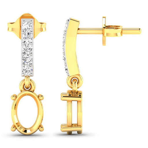 Bids.com 0.14 Carat Genuine White Diamond 14K Yellow Gold Semi Mount Earrings - holds 7x5mm Oval Gemstones Earrings White Smoke