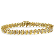 Bids.com 10K Yellow Gold Plated .925 Sterling Silver 7.0 cttw 2-Prong Set Round Brilliant Cut Diamond "S" Link Bracelet (J-K color, I1-I2 clarity) - 7" Bracelets White Smoke Yellow.Sterling Silver / 7