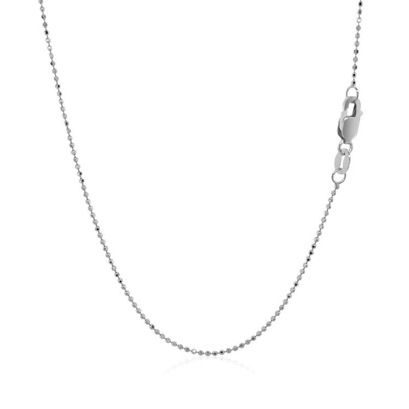 Bids.com 14k White Gold Diamond Cut Bead Chain 1.0mm Necklaces White Smoke 16 / White Gold,18 / White Gold,20 / White Gold