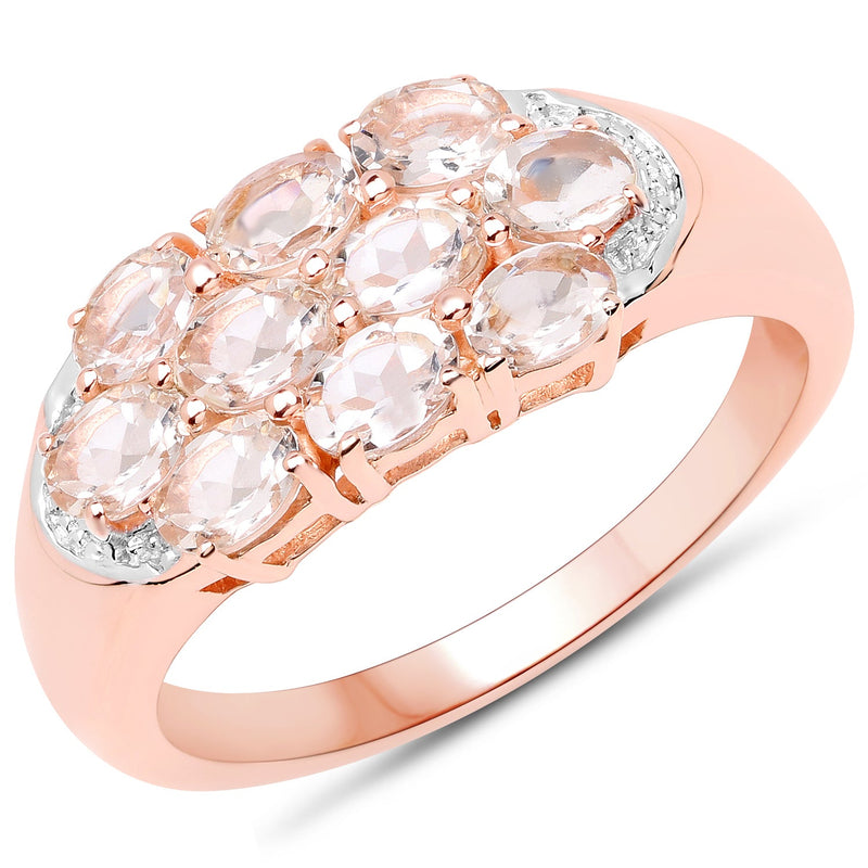 Bids.com 1.50 Carat Genuine Morganite .925 Sterling Silver Ring Rings White Smoke size 7.00,size 6.00,size 8.00,size 9.00,size 5.00