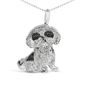 Bids.com .925 Sterling Silver 1 1/4 Cttw Diamond Shih Tzu Dog Pendant Necklace 18 inch (Black and I-J Color, I2-I3 Clarity) Necklaces White Smoke White.Sterling Silver / 18