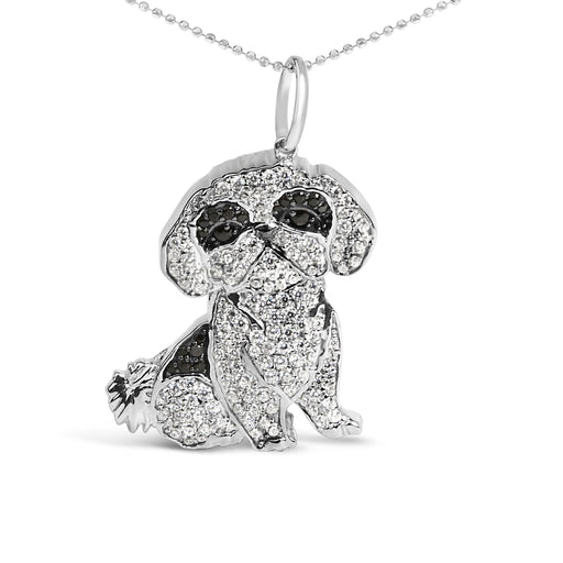 Bids.com .925 Sterling Silver 1 1/4 Cttw Diamond Shih Tzu Dog Pendant Necklace 18 inch (Black and I-J Color, I2-I3 Clarity) Necklaces White Smoke White.Sterling Silver / 18