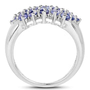 Bids.com 2.03 Carat Genuine Tanzanite .925 Sterling Silver Ring Rings White Smoke size 6.50,size 7.50,size 6.00,size 7.00,size 8.00,size 9.00,size 5.00