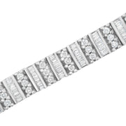 Bids.com 14K White Gold 4 7/8 cttw Baguette & Round Brilliant-Cut Diamond Channel- & Prong-Set Tennis Bracelet (I-J Color, I1-I2 Clarity) - Size 7.25" Bracelets White Smoke White.Gold / 7.25