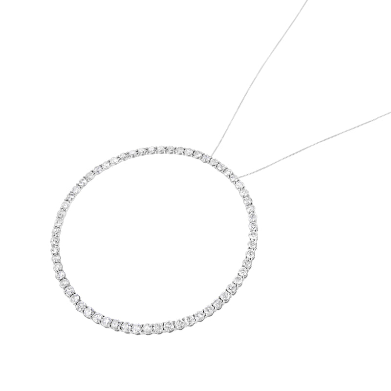 Bids.com .925 Sterling Silver 5.0 Cttw Prong Set Round-cut Diamond Open Circle Hoop 18" Pendant Necklace (I-J Color, I2-I3 Clarity) Necklaces White Smoke White.Sterling Silver / 18