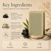 Timeless Organics Skin Care Bamboo + Bentonite Mud Bar Bar Soap Light Gray