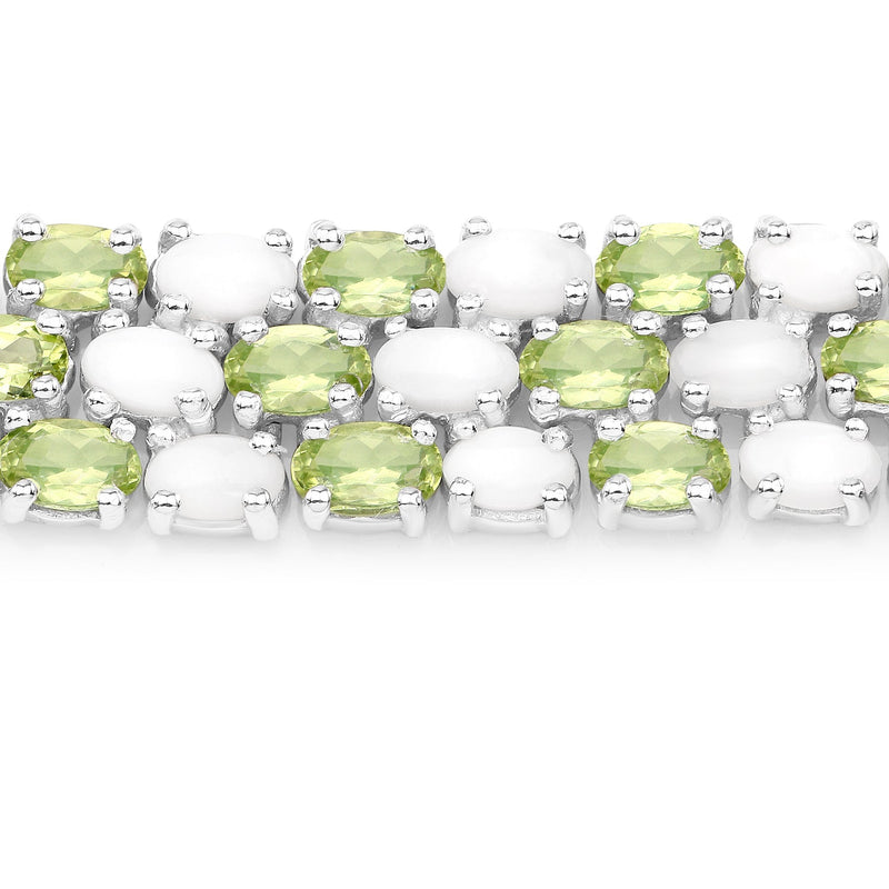 Bids.com 19.73 Carat Genuine Opal and Peridot .925 Sterling Silver Bracelet Bracelets White Smoke size 7.50,size 6.50,size 7.00,size 7.25,size 7.75