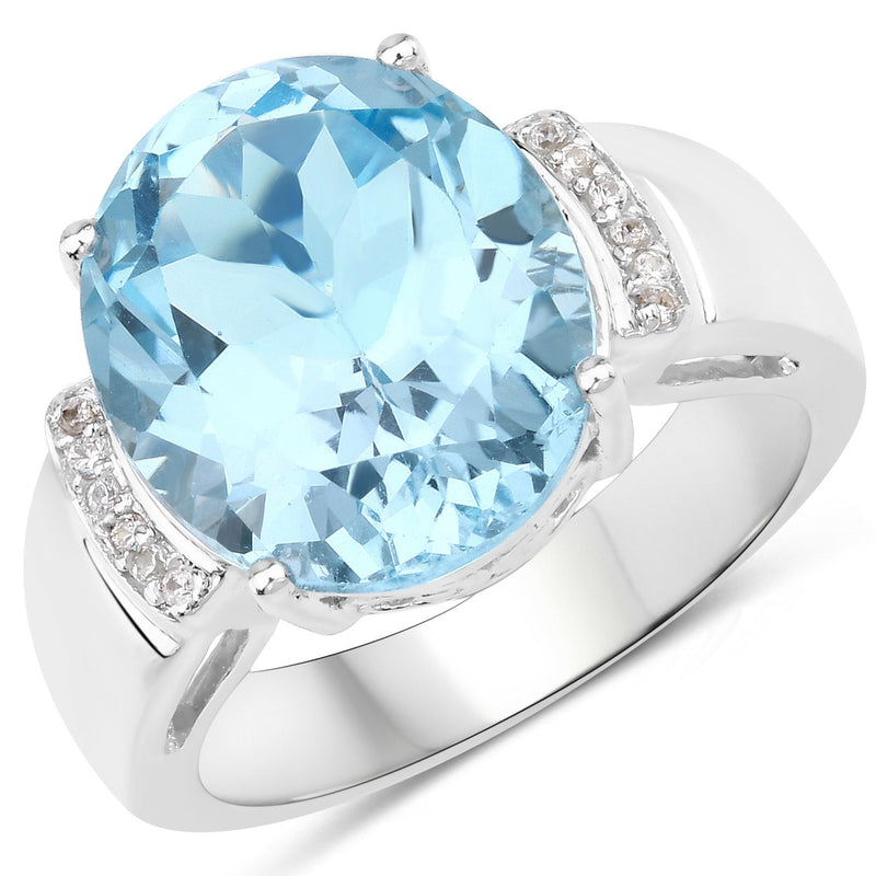 Bids.com 8.36 Carat Genuine Blue Topaz and White Zircon .925 Sterling Silver Ring Rings White Smoke size 6.00,size 7.00,size 8.00,size 5.00,size 9.00