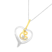 Bids.com Espira 10K Two-Tone Yellow & White Gold .03 Cttw Diamond-Accented Round-Cut Diamond Swirl Open Heart 18" Pendant Necklace (I-J Color, I2-I3 Clarity) Necklaces White Smoke YellowWhite.Gold / 18