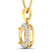 Bids.com 0.22 Carat Genuine White Diamond 14K Yellow Gold Semi Mount Pendant - holds 9x7mm Oval Gemstone Pendants White Smoke